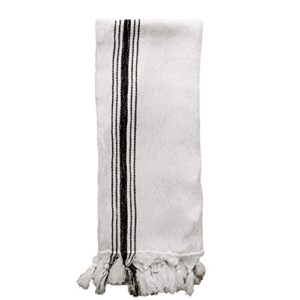 sweet water decor turkish cotton and bamboo hand towel | large size 19 x 35 inches | cream with decorative stripes | bathroom, kitchen, dish, or baby towel (savannah - 5 black stripes)