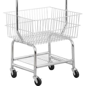 Topeakmart Wire Commercial Rolling Laundry Cart Bulter Garment Rack,Laundry Butler Storage Rack,w/Hanging Wire Rack Wash Basket/Bag Mesh Collapsible Racks on Wheels