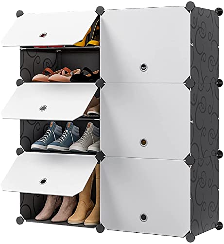 Aeitc Shoe Rack Organizer Shoe Organizer Shoe Storage Cabinet Narrow Standing Stackable Space Saver Shoe Rack (24 pairs, White)