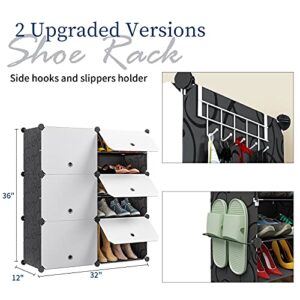 Aeitc Shoe Rack Organizer Shoe Organizer Shoe Storage Cabinet Narrow Standing Stackable Space Saver Shoe Rack (24 pairs, White)