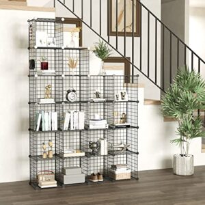 C&AHOME Wire Cube Storage, 20-Cube Organizer Metal, Wire C Grids Storage, Storage Bins Shelving, Modular Bookshelf Shelf, Closet Cabinet Ideal for Home, 48.4”L x 12.4”W x 60.6”H Black UWCSM20B