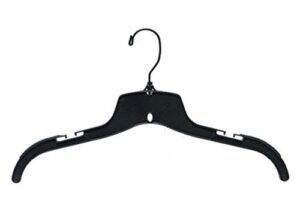 nahanco 25500bhmg plastic shirt/dress hanger with black swivel hook and molded non-slip shoulders, heavy weight, 17", black (pack of 100)