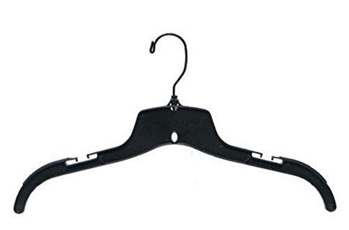 NAHANCO 25500BHMG Plastic Shirt/Dress Hanger with Black Swivel Hook and Molded Non-Slip Shoulders, Heavy Weight, 17", Black (Pack of 100)