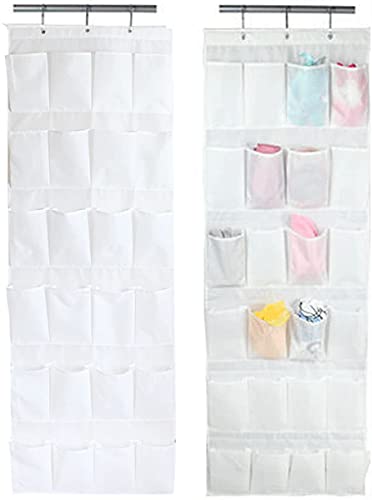 24 Pockets Shoe Organizer Over the Door Wall Mounted Hanging Storage Bags Tidy Closet Home Bedroom Space Saver Caddy Organiser Rack Shelf Holders Household Wardrobe Accessory