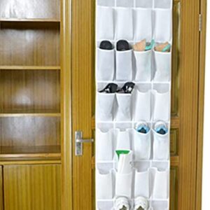 24 Pockets Shoe Organizer Over the Door Wall Mounted Hanging Storage Bags Tidy Closet Home Bedroom Space Saver Caddy Organiser Rack Shelf Holders Household Wardrobe Accessory