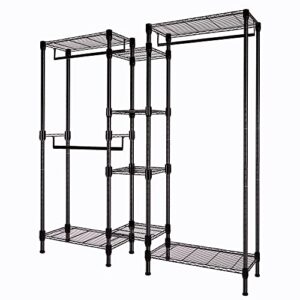 soywey heavy duty wire garment rack, clothing rack clothes rack for hanging clothes metal free standing clothes rack wire metal clothing rack closet（black）