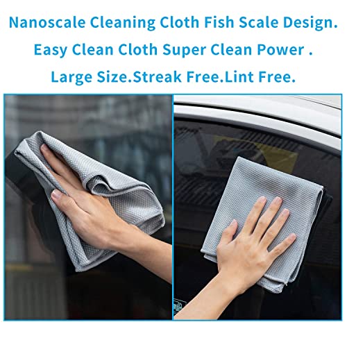 Easy Clean Nanoscale Cleaning Cloth,Fish Scale Microfiber Window & Glass Cleaning Cloth, Streak Free Mirrors Cars Stainless Steel,Lint Free Dish Cloth Polishing Towel, All-Purpose Home cleaning set