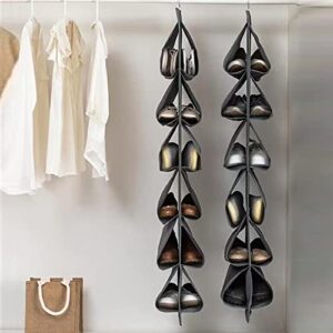 Household Essentials Hanging Shoe Storage Organizer for Closets,Over the Door Hanging Shoe Organizers,12 Large Pockets Over the Door Shoe Rack(black)