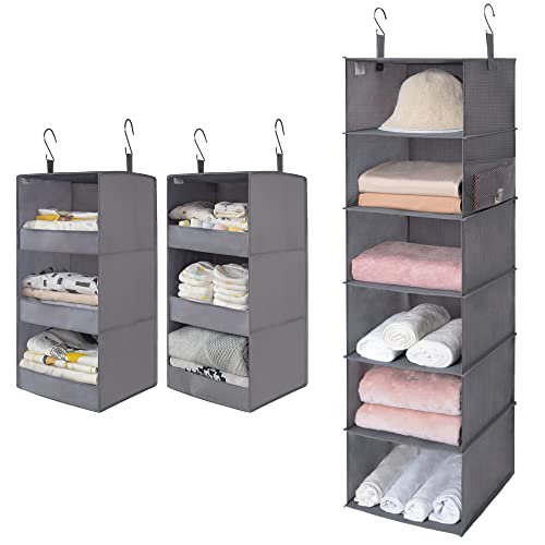 GRANNY SAYS Bundle of 2-Pack Shelf Organizer for Closet & 1-Pack Closet Hanging Storage Shelves