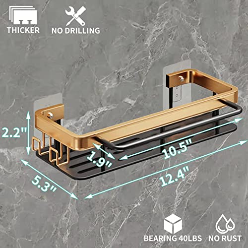 HOMHELP Shower Caddy Shelf, Wall Mounted Bathroom Shower Organizer with Removable Tower Bar,No Drilling Aluminum Alloy Caddy Rack for Bathroom, Kitchen, Bedroom and Toilet - 2 Pack