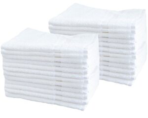 cotton & calm white hand towels for bathroom - 12 pack salon towels - 16 x 27 inches hand towel - perfectly used as hair towel, gym towel, facial towel & spa towel