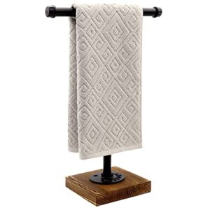 yessap hand towel holder, t-shape height 17'' black hand towel holder stand, free standing hand towel holder for bathroom countertop