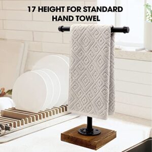 YESSAP Hand Towel Holder, T-Shape Height 17'' Black Hand Towel Holder Stand, Free Standing Hand Towel Holder for Bathroom Countertop