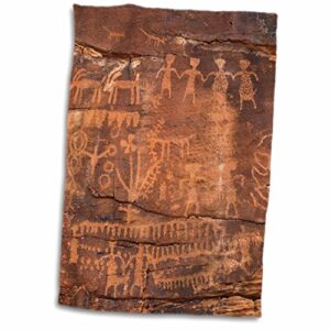 3d rose usa-southwest-indian petroglyphs on sandstone hand towel, 15" x 22"