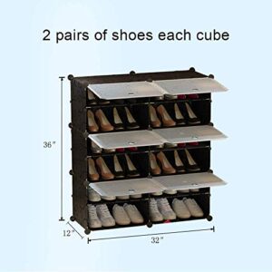 KOUSI Portable Shoe Rack Organizer 192 Pairs Tower Shelf Storage Cabinet Stand Expandable for Heels, Boots, Slippers, Black