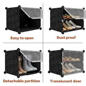 KOUSI Portable Shoe Rack Organizer 192 Pairs Tower Shelf Storage Cabinet Stand Expandable for Heels, Boots, Slippers, Black