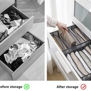 BINGC 4PCS Wardrobe Clothes Organizer,Jean Storage 7 Grid Organizer for Jeans Leggings Drawer Mesh T-shirt,Legging,Skirts,Jeans,Kid Clothe (White JEANS) -jeans