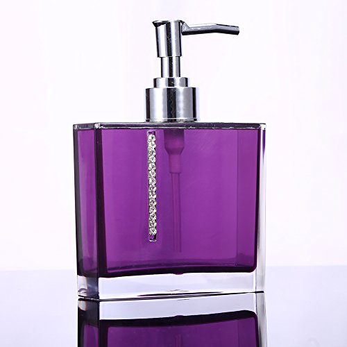 Bathroom Accessory Set,5 Pcs/Set Acrylic Brush Holder/Emulsion Bottle/Soap Dish/Gargle Cup for Home Hotel (Purple)