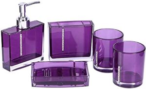 purple bathroom accessories set purple bathroom accessories bathroom designer 5-piece bath accessory set,acrylic gift set toothbrush holder toothbrush cup soap dispenser soap dish toilet brush holder