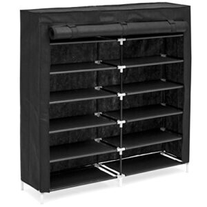 best choice products 6-tier 36-shoe portable home shoe storage closet rack w/ fabric cover, black