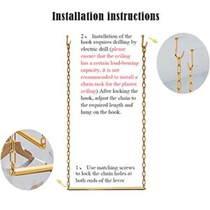 FURVOKIA 2 Pcs Adjustable Height Creative Chain Clothing Hanging Racks,Clothes Storage Shelves, Heavy Duty Metal Garment Rack,Retail Display Ceiling Hanger (Gold, 47.2 L)