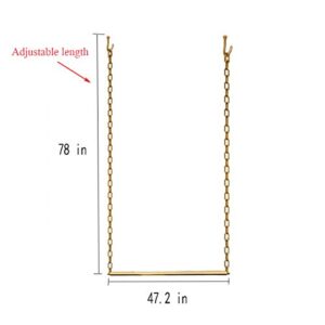 FURVOKIA 2 Pcs Adjustable Height Creative Chain Clothing Hanging Racks,Clothes Storage Shelves, Heavy Duty Metal Garment Rack,Retail Display Ceiling Hanger (Gold, 47.2 L)