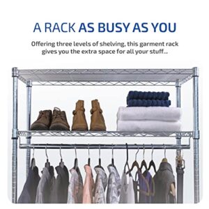 MonsterRax Clothing Rack - Garment Rack Storage, Wardrobe Clothes Organizer, Steel Clothing Racks, Shoes and Clothing Organizer, Adjustable Garment Racks for Hanging Clothes - 18″ x 36″ x 72"