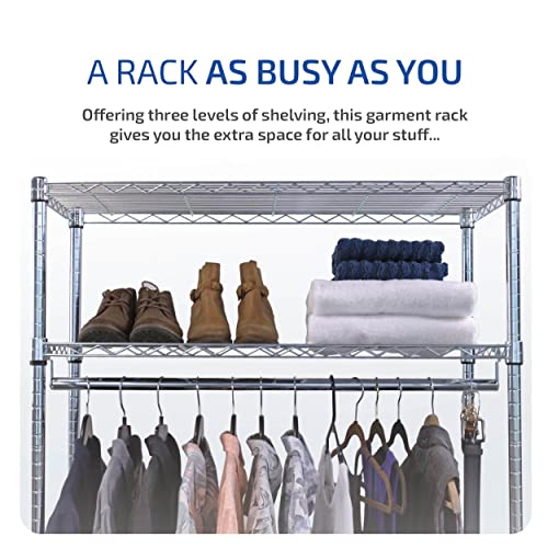 MonsterRax Clothing Rack - Garment Rack Storage, Wardrobe Clothes Organizer, Steel Clothing Racks, Shoes and Clothing Organizer, Adjustable Garment Racks for Hanging Clothes - 18″ x 36″ x 72"