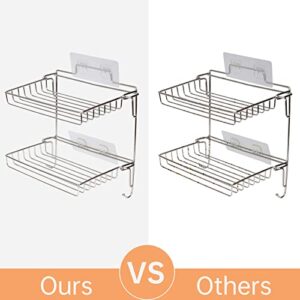 Luoer&Zima Shower Caddy 3-Layers Bathroom Shelf, No Drilling Traceless Adhesive Collapsible Bathroom Storage Organizer, Stainless Steel Rustproof Food Storage Basket 4 Pack