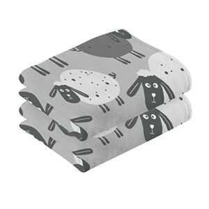 Kigai 2 Piece Blacknose Sheep Hand Towels for Bath Decorative, Pure Cotton Guest Towels Fingertip Towels for Bathroom Spa Gym,16 x 28 inch