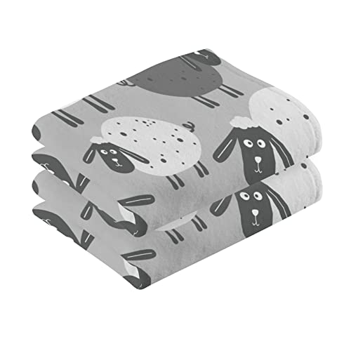 Kigai 2 Piece Blacknose Sheep Hand Towels for Bath Decorative, Pure Cotton Guest Towels Fingertip Towels for Bathroom Spa Gym,16 x 28 inch