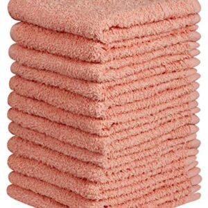 Beauty Threadz - Pack of 12 Washcloths 100% Ring Spun Cotton Premium Quality 12x12 inch Face Towel Highly Absorbent, Ultra Soft & Fade Resistant 400 GSM Wash Cloth Set (Petal Pink)