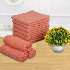 Beauty Threadz - Pack of 12 Washcloths 100% Ring Spun Cotton Premium Quality 12x12 inch Face Towel Highly Absorbent, Ultra Soft & Fade Resistant 400 GSM Wash Cloth Set (Petal Pink)