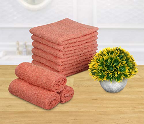 Beauty Threadz - Pack of 12 Washcloths 100% Ring Spun Cotton Premium Quality 12x12 inch Face Towel Highly Absorbent, Ultra Soft & Fade Resistant 400 GSM Wash Cloth Set (Petal Pink)