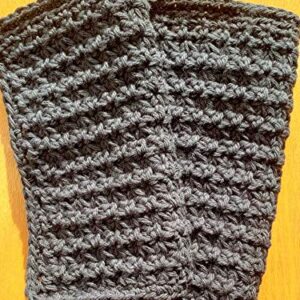 Handmade crochet washcloths, dishcloths * thick and dense *100% cotton set of 2, size 7.5 inches (Black)