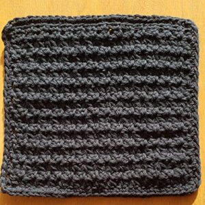 Handmade crochet washcloths, dishcloths * thick and dense *100% cotton set of 2, size 7.5 inches (Black)