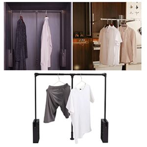 Pull Down Wardrobe Rail Lift Collapsible Closet Rod Retractable Wardrobe Lift Hanger Organizer Heavy Duty 22lb Load Capacity Adjustable Width 32.68-45.28inch,Coat Hook