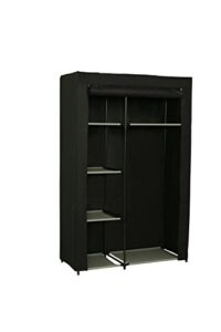 jeroal closet wardrobe portable clothes storage organizer with multi-tier shelves and dustproof non-woven fabric cover, 41.73x17.72x65.35 in(wxdxh) (black)