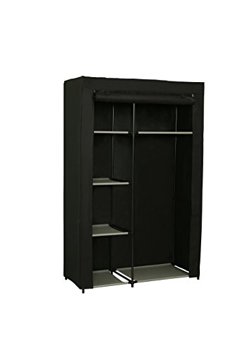 JEROAL Closet Wardrobe Portable Clothes Storage Organizer with Multi-Tier Shelves and Dustproof Non-Woven Fabric Cover, 41.73x17.72x65.35 in(WxDxH) (Black)