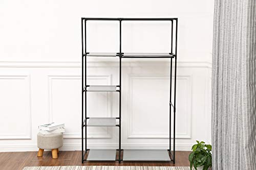 JEROAL Closet Wardrobe Portable Clothes Storage Organizer with Multi-Tier Shelves and Dustproof Non-Woven Fabric Cover, 41.73x17.72x65.35 in(WxDxH) (Black)