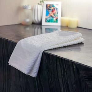linendo cotton linen waffle weave hand towel 16"x28" white - set of 2, highly absorbent super soft luxury towels for home and kitchen