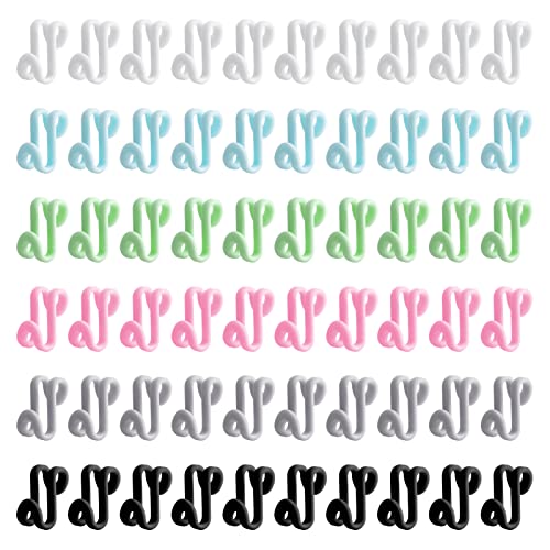 60 pcs Clothes Hanger Connector Hooks,Multi-Level Cascading Hanger Hooks,Heavy Duty Plastic Hanger Extender Clips,for Bedroom Save Space Closet Organizers(6 Color)