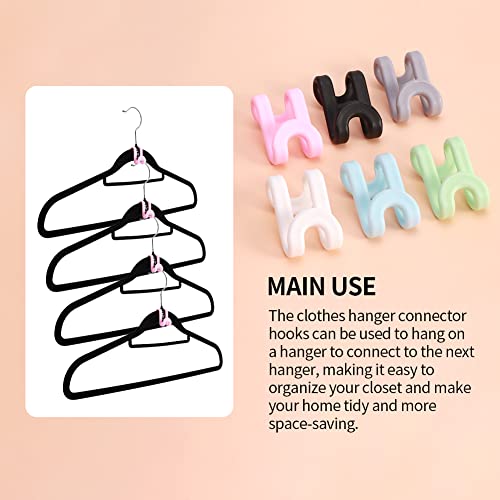 60 pcs Clothes Hanger Connector Hooks,Multi-Level Cascading Hanger Hooks,Heavy Duty Plastic Hanger Extender Clips,for Bedroom Save Space Closet Organizers(6 Color)