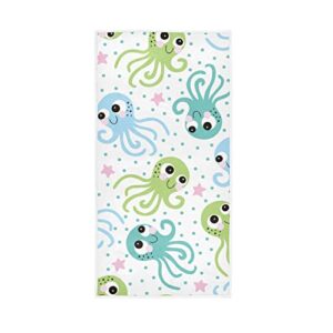 cooldeer cute octopus towels cotton hand towels, 30" x 15" cartoon animals fingertip bath towels soft & absorbent lightweight polyester bath towels for home bathroom hotel gym swim spa pool