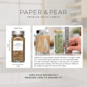 Modern Style White Spice Labels (no Jars) by Paper & Pear - Oil Resistant Kitchen Pantry Labels - 1.25” Square Spice Labels Stickers - Durable Spice Jar Labels Preprinted Waterproof - Set of 80