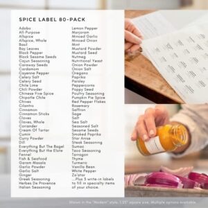 Modern Style White Spice Labels (no Jars) by Paper & Pear - Oil Resistant Kitchen Pantry Labels - 1.25” Square Spice Labels Stickers - Durable Spice Jar Labels Preprinted Waterproof - Set of 80