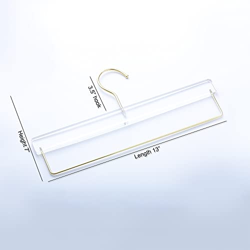 HomeCube USA Elegant Acrylic Clear Hangers with Gold Hook, Heavy Duty Clothes Hanger for Adult (5, Pant Hanger)