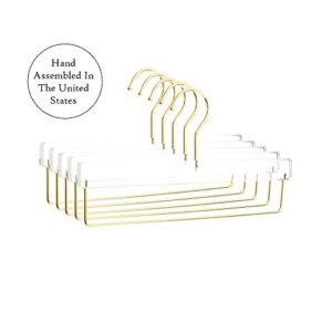 HomeCube USA Elegant Acrylic Clear Hangers with Gold Hook, Heavy Duty Clothes Hanger for Adult (5, Pant Hanger)