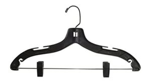 nahanco 2500pcbhhu plastic suit hangers, heavy weight, black hook with plastic clips, home use, 17", black (pack of 25)