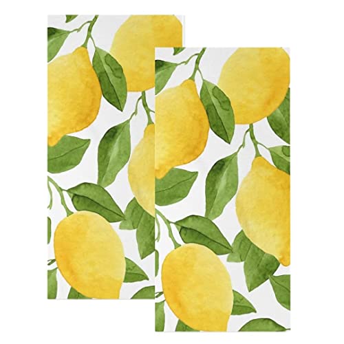 YOUJUNER 2 Piece Soft Hand Towel, Lemons Decorative Fingertip Towels for Bathroom, Kitchen, Yoga, Gym, 29.5 x 13.5 inch (2 Piece)